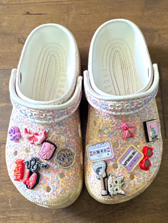CROCS Shoes - Crocs Women’s 9 Glitter Multicolor Clogs Taylor Swift Inspired Charms